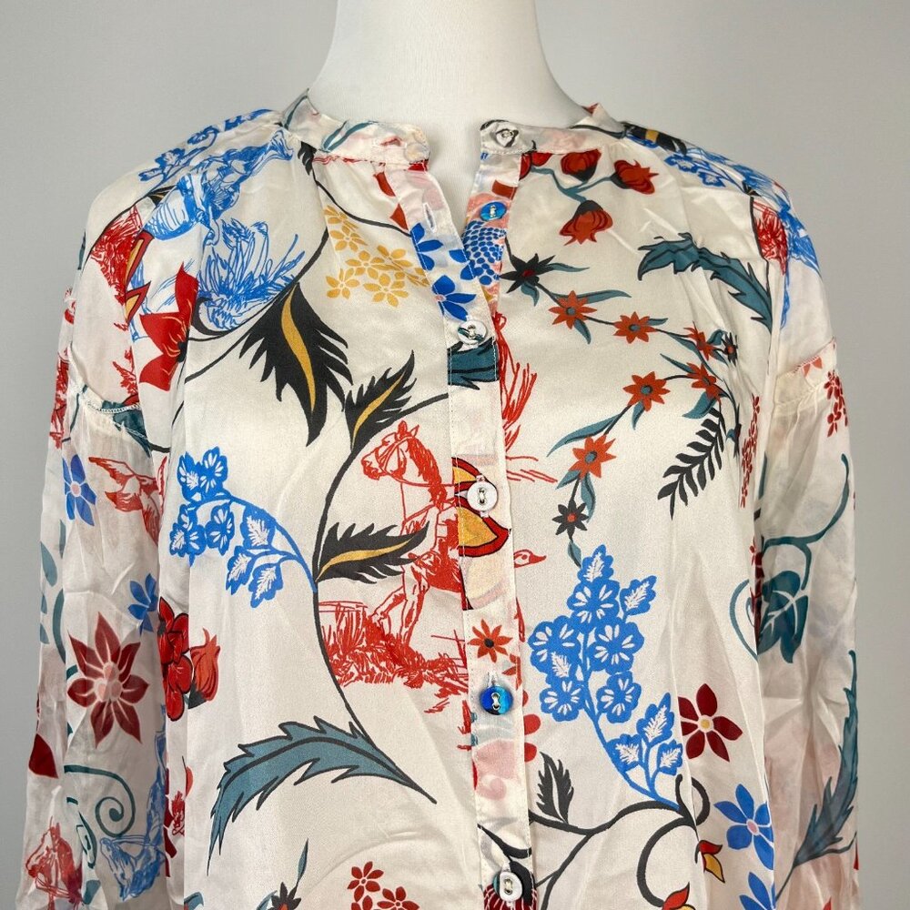 NWOT JOHNNY WAS Hanns Floral Silk Tunic Bohemia SHIRT Blouse Sz S - Picture 3 of 13